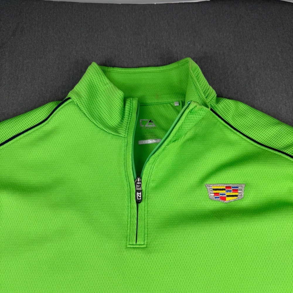 Cutter & Buck Mens Cadillac CB DryTec Quarter Zip Pullover Lime Green XL